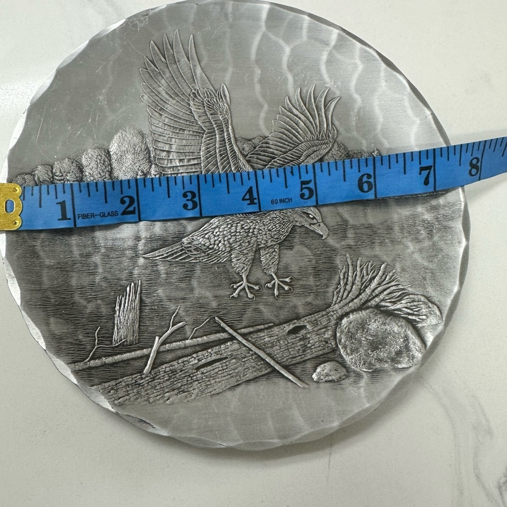 Silver Decorative Plate with Eagle Design - Picture 6 of 6